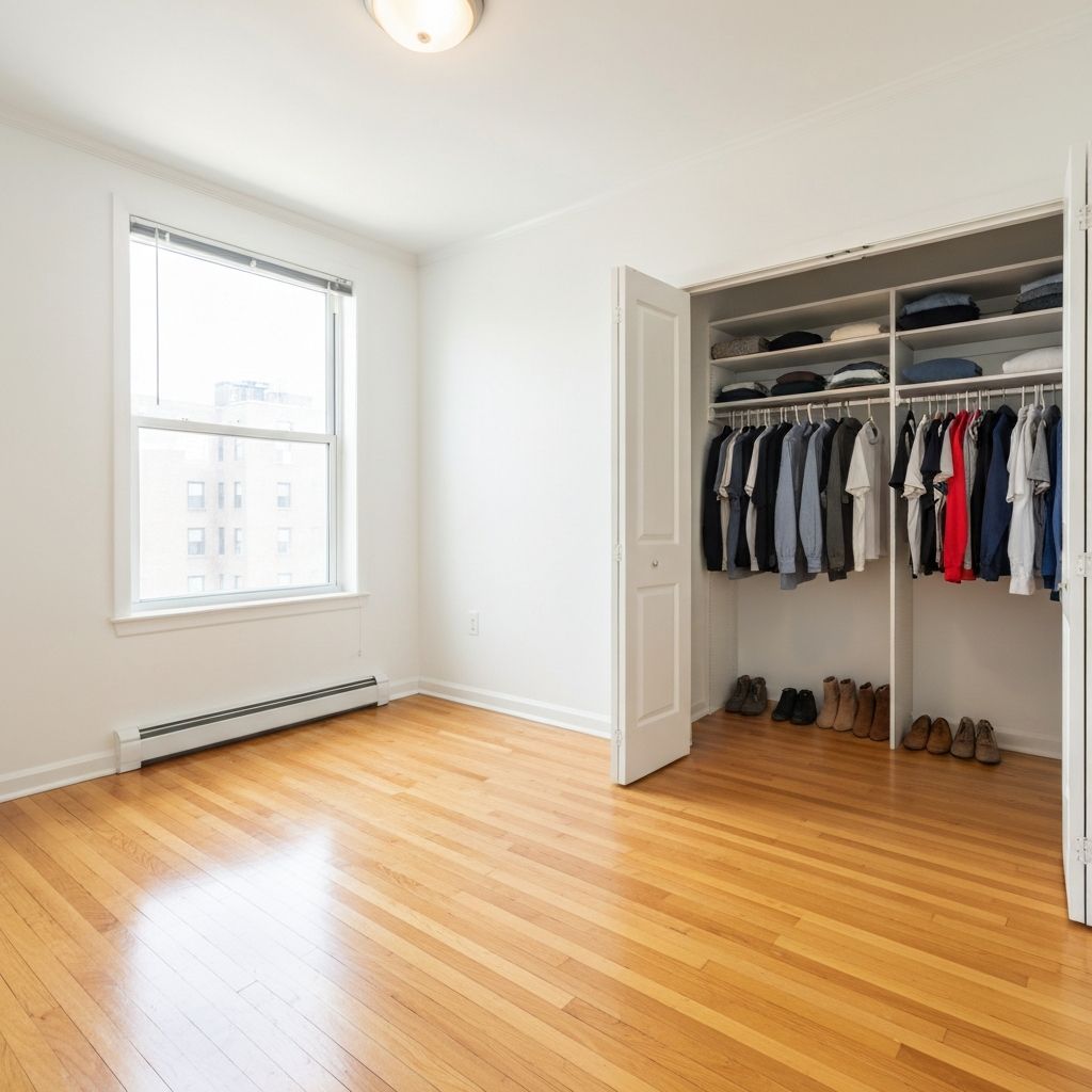 Empty apartment bedroom ready for move-in