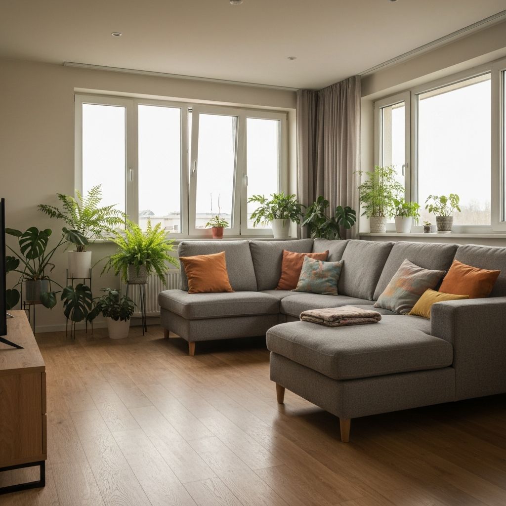 Cozy modern living room freshly cleaned